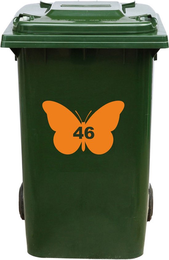 Autocollant Kliko / Autocollant poubelle - Papillon - Numéro 46 - 14x21 - Oranje