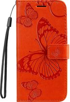 Étui Vivo Y33s - Mobigear - Série Butterfly - Bookcase en cuir artificiel - Oranje - Étui adapté pour Vivo Y33s
