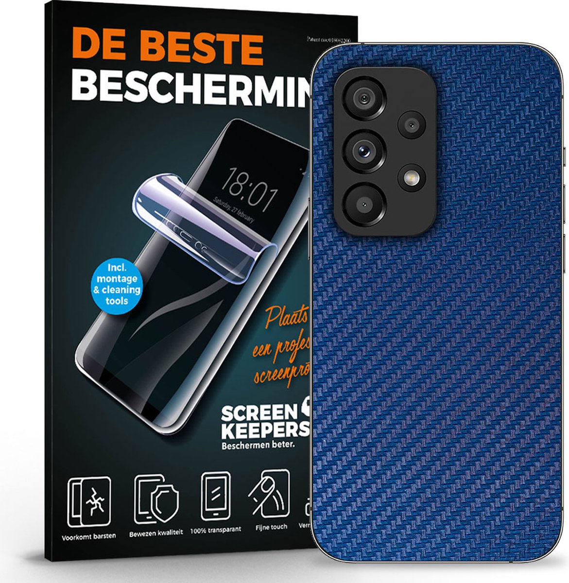 Telefoon skin geschikt voor Sony Xperia Z3 - Blauw carbon skin - Geschikt voor Sony Xperia Z3 - Achterkant folie - telefoonaccessoires - TPU - Screenkeepers