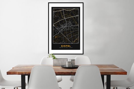 Cadre photo avec affiche - Gistel - Carte - Carte - Or - Plan de la ville - 60x90 cm - Cadre pour affiche
