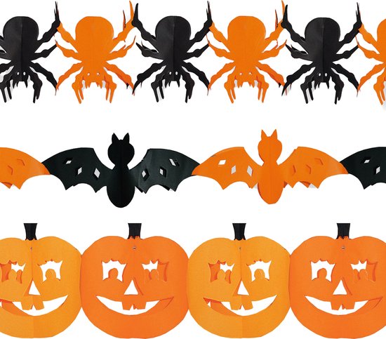 Halloween/horror versiering set van 3x soorten thema feestslingers van 3  meter papier | bol.com