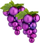 Grappe de raisin faux fruits / décoration de Noël faux fruits - 24 cm - violet - 2x pièces