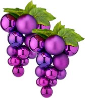 Grappe de raisin imitation fruit/faux fruit - 33 cm - violet - 2x pièces - plastique