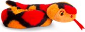 Pluche knuffel dieren kleine opgerolde slang rood 65 cm - Knuffelbeesten reptietel speelgoed