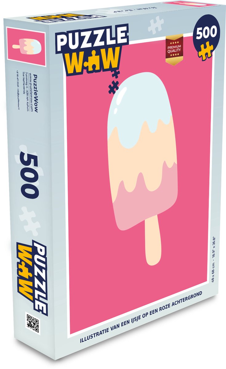 Puzzel Illustratie van een ijsje op een roze achtergrond - Legpuzzel - Puzzel 500 stukjes