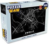 Puzzel Kaart - Zwolle - Zwart - Legpuzzel - Puzzel 500 stukjes