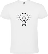 Wit T shirt met print van " Light bulb / gloeilamp " print Zwart size 5XL