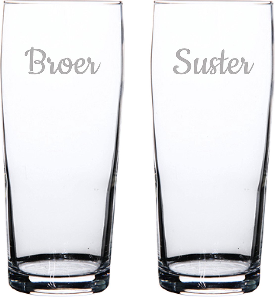 Gegraveerde bierfluitje 19cl Broer-Suster