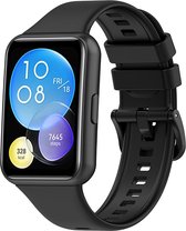 Siliconen Smartwatch bandje - Geschikt voor Huawei Watch Fit 2 siliconen bandje - zwart - Strap-it Horlogeband / Polsband / Armband
