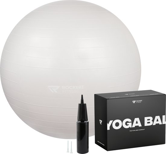 Rockerz Yoga bal inclusief pomp - Fitness bal - Zwangerschapsbal - 65 cm - 1150g - Stevig & duurzaam - Hoogste kwaliteit - Parelmoer