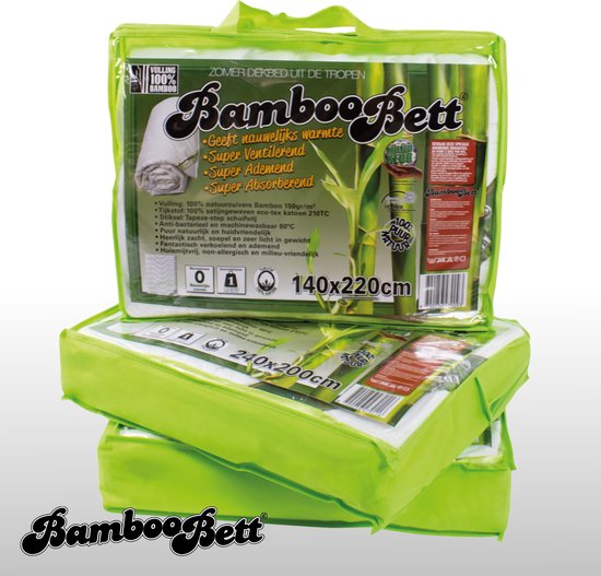 Bamboo Bett - 100% Bamboe zomerdekbed - Heerlijk Koel & Fris bamboe dekbed - Licht, soepel, absorberend, ventilerend zomer dekbed - 140x220 cm - Eenpersoons