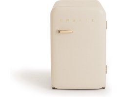 CREATE - Koelkast in retrostijl - Gebroken wit - Handvat Goud - FRIDGE RETRO 107L