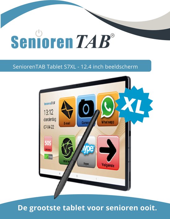 SeniorenTAB S7XL Tablet voor Senioren Op basis van Samsung Tablet 12.4 inch...