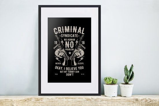 Cadre photo avec affiche - Mancave - Armes - Zwart - Vintage - 40x60 cm - Cadre pour affiche