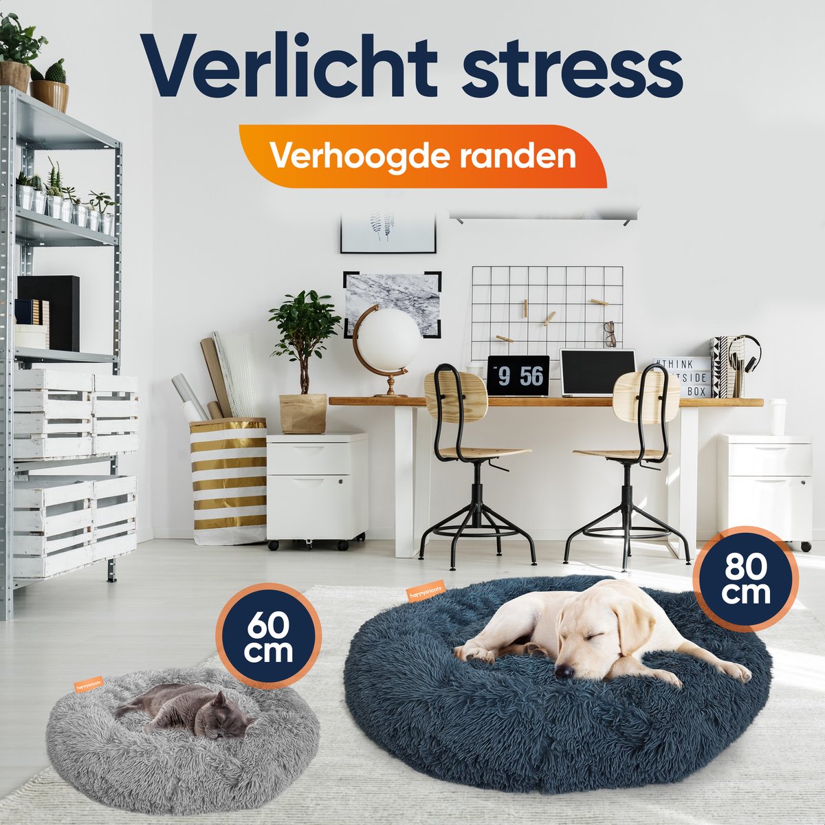 Happysnoots donut hondenmand 100 cm grijs met afneembare hoes thumbnail 2