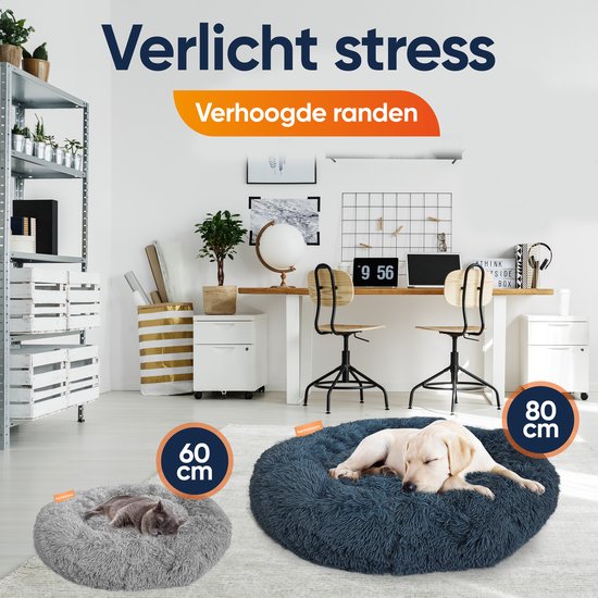 Happysnoots Donut Hondenmand 100cm - Grijs Hondenbed - Dog Bed - Wasbaar Hondenkussen