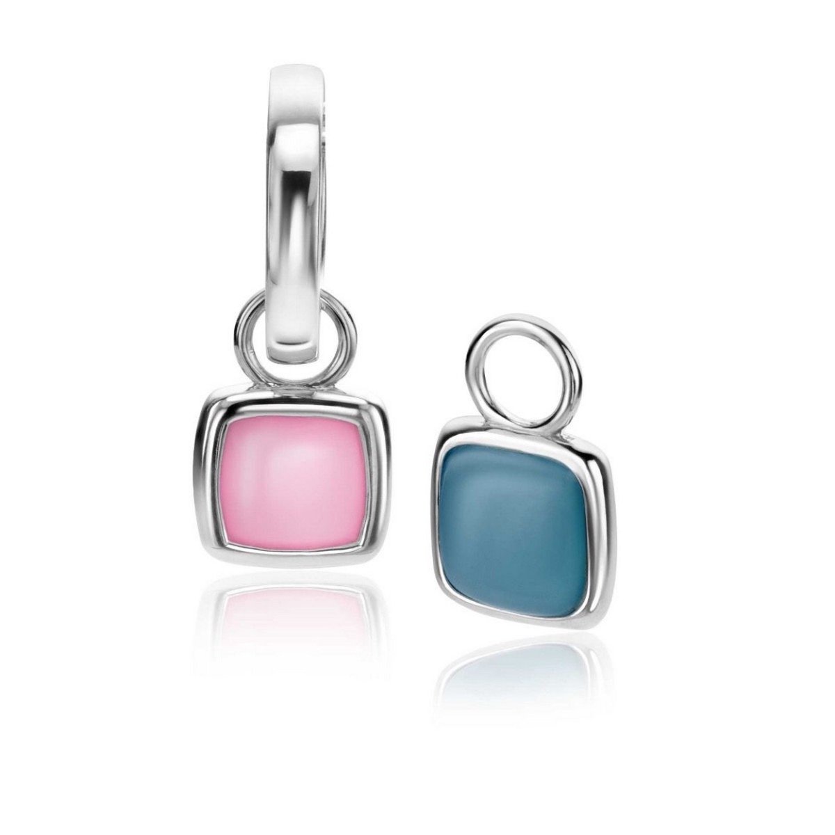 Zinzi zilveren oorbedels in kegelvorm met turquoise howliet edelstenen 8mm ZICH2256T (excl. oorringen)