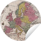 Tuincirkel Europa - Landkaart - Werelddeel - Vintage - 120x120 cm - Ronde Tuinposter - Buiten XXL / Groot formaat!