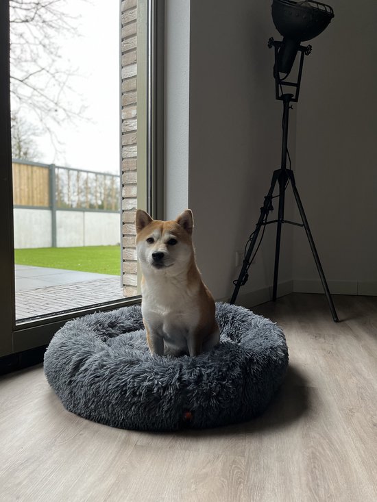 Happysnoots Donut Hondenmand 100cm - Grijs Hondenbed - Dog Bed - Wasbaar Hondenkussen