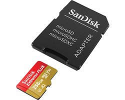 SanDisk Geheugenkaart Extreme Plus MicroSDXC 256GB met SD Adapter