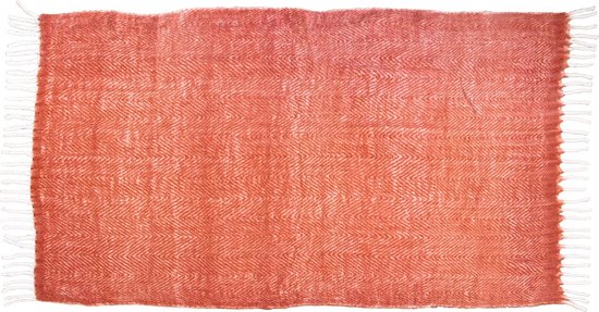 Return to Sender | Brick Red - Zachte handgewoven plaid 130 x 170 cm - Duurzaam én hoogwaardig handdoek- Luxe én bewust - hamamdoek - picknick