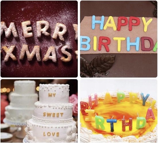 4 stuks siliconen fondant taartvormen 3D Happy Birthday letters siliconen vormen bonbon chocolade vormen