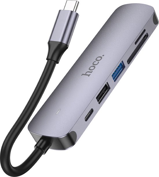 Hoco Usb-C naar Hdmi, Usb 2.0, Usb 3.0 en USB C met een SD en Micro SD kaart lezer