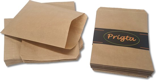 Prigta - Sacs en papier - Marron - 17,5x25 cm - 50 pièces - 50 gr/ m2 natron kraft / sacs cadeaux