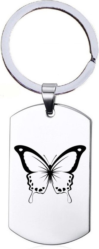 Porte-clés en acier inoxydable - Papillon