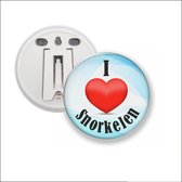 Button Met Clip 58 MM - I Love Snorkelen