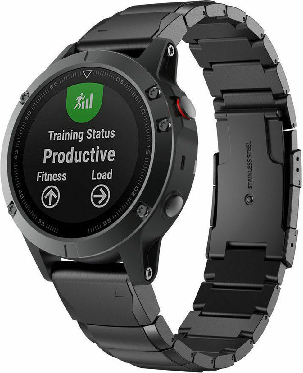 Strap it Metalen bandje staal geschikt voor Garmin Fenix 5 Plus Fenix 6 Pro . bol