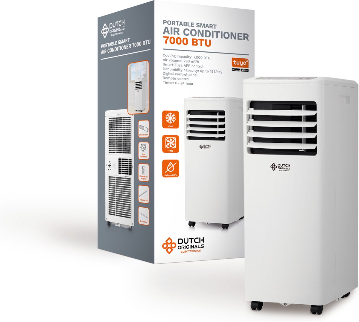 Dutch Orginials - Slimme Airconditioner - 7000 BTU - Airco op Wielen - 3  Functies -... | bol