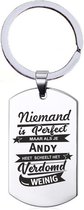 Niemand Is Perfect - Andy - RVS Sleutelhanger