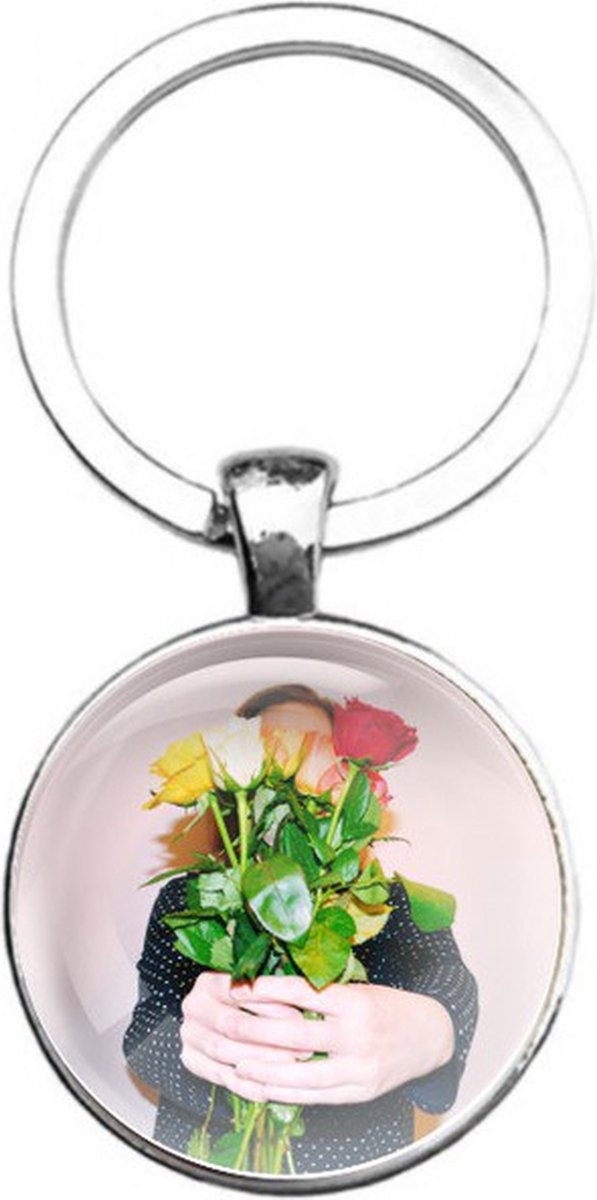 Sleutelhanger Glas - Rozen