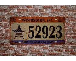 Muurplaat - Kenteken plaat Washington - Metalen wandbord - Mancave - Mancave decoratie - Metalen borden - Metal sign - Tekstbord - Wandborden - Wand Decoratie - Cave & Garden