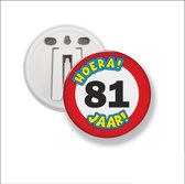 Button Met Clip 58 MM - Hoera 81 Jaar