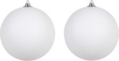 3x Witte grote glitter kerstballen 18 cm - hangdecoratie / boomversiering glitter kerstballen