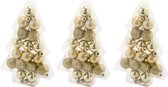 51x stuks kleine kunststof kerstballen goud 3 cm mat/glans/glitter - Onbreekbare plastic kerstballen - Kerstversiering