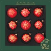 18x boules de Noël en verre décorées de luxe rouge 8 cm - Décorations pour Décorations pour sapins de Noël de Noël/Décorations de Noël/Ornements de Noël