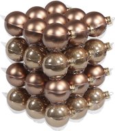 72x Kerstversiering kerstballen ginger bruin van glas - 6 cm - mat/glans - Kerstboomversiering