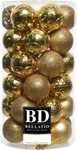 37x stuks kunststof kerstballen goud 6 cm inclusief kerstbalhaakjes - Kerstversiering - onbreekbare kerstballen