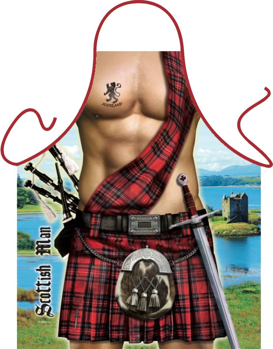 Sexy BBQ kookschort/keukenschort Schotse Kilt - Vaderdag/Vrijgezellenfeest cadeau - carnaval verkleed - heren