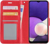 Hoes Geschikt voor Samsung M22 Hoesje Book Case Hoes Flip Cover Wallet Bookcase - Rood