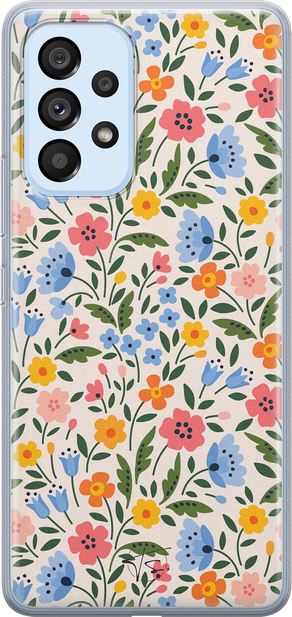 Samsung Galaxy A53 siliconen hoesje - Romantische bloemen - Soft Case Telefoonhoesje - Multi - Bloemen