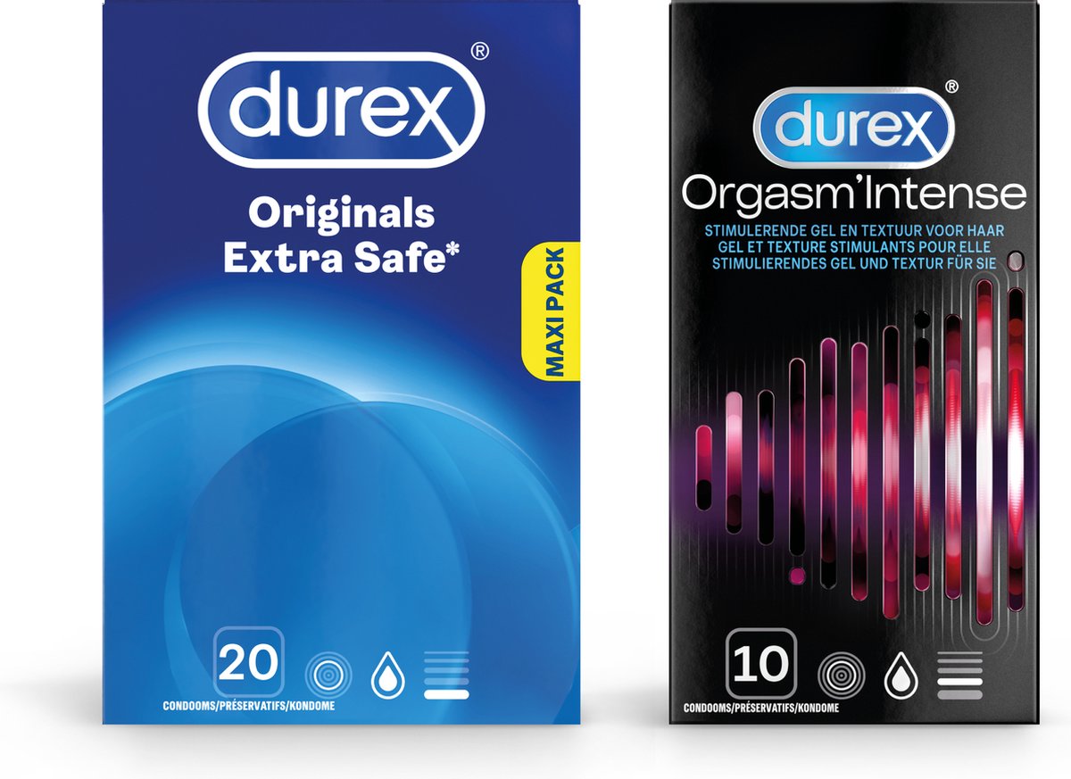 Durex - Extra Safe Condooms 20 stuks&Orgasm Intense Condooms 10 stuks - Pakket