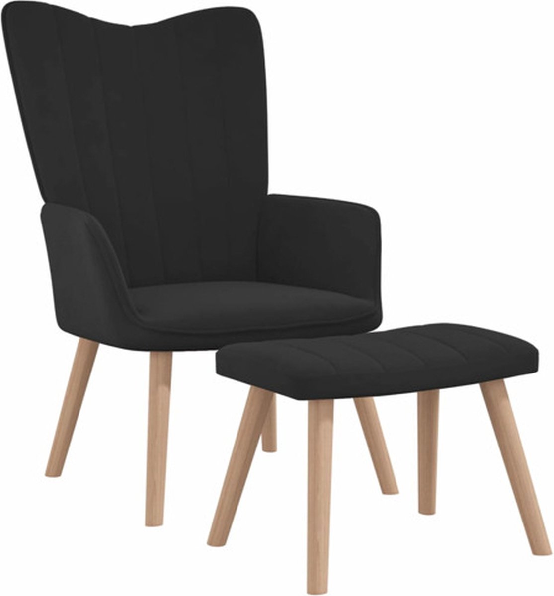 vidaXL Relaxstoel - met - voetenbank - fluweel - zwart