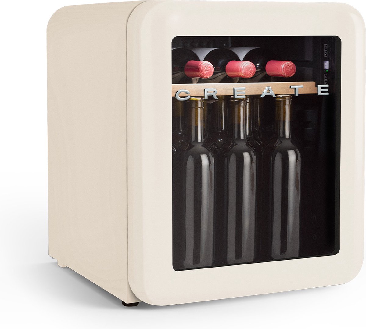 Bol.com CREATE WINECOOLER RETRO M - Elektrische wijnkelder met 12 flessen - 48L - Temperatuurbereik van 4° tot 22° - Beige aanbieding