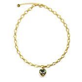 Ketting Hart Luminous Green Luxury Chain Goud | 18 karaat gouden plating | Staal - 40 cm + 5 cm extra | Buddha Ibiza