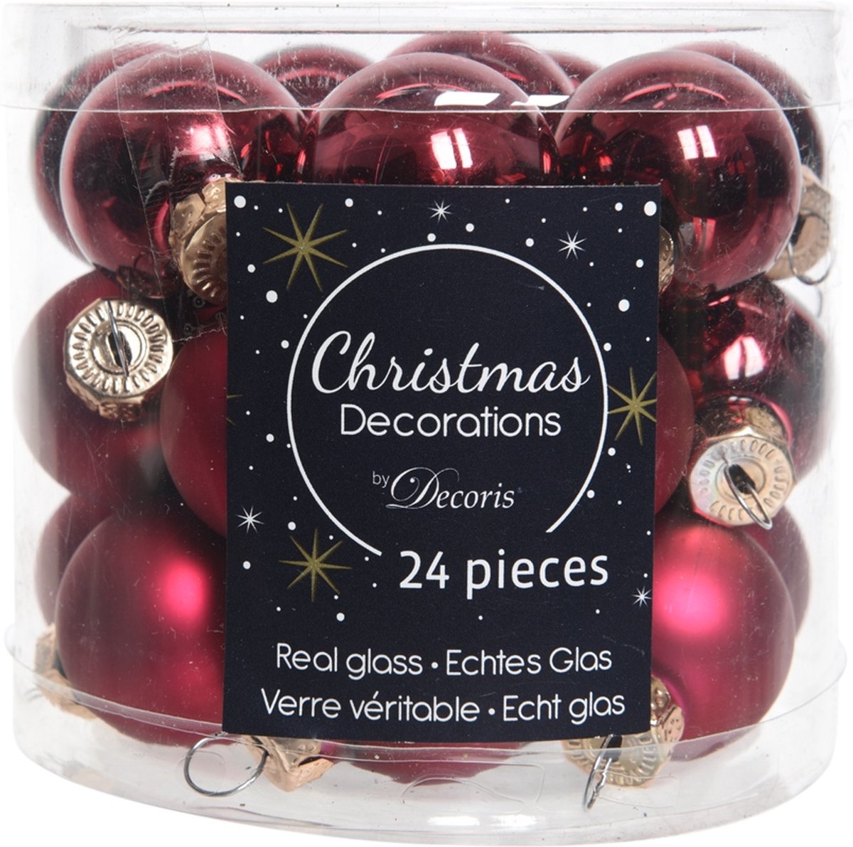 Decoris Kerstballen glas D2.5cm mix ossenbloed dia2.50cm