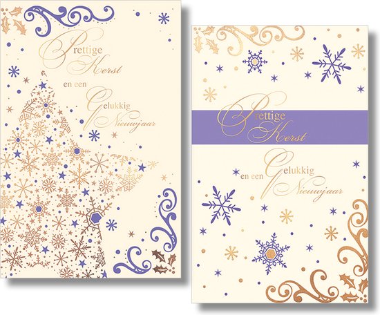 MGPcards - 20 Luxe dubbele Kerstkaarten - Foliedruk - Witte envelop - Kerst & Nieuwjaar